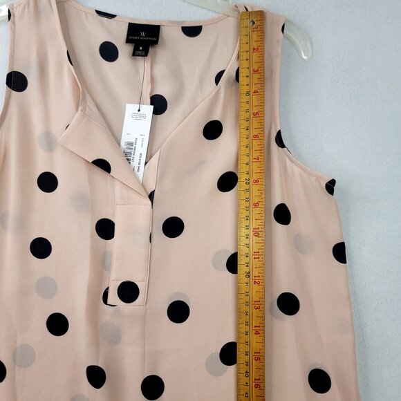 Worthington Women Small Sleeveless Tunic High-Low Rose Smoke Dot Semi-Sheer New - Picture 10 of 11